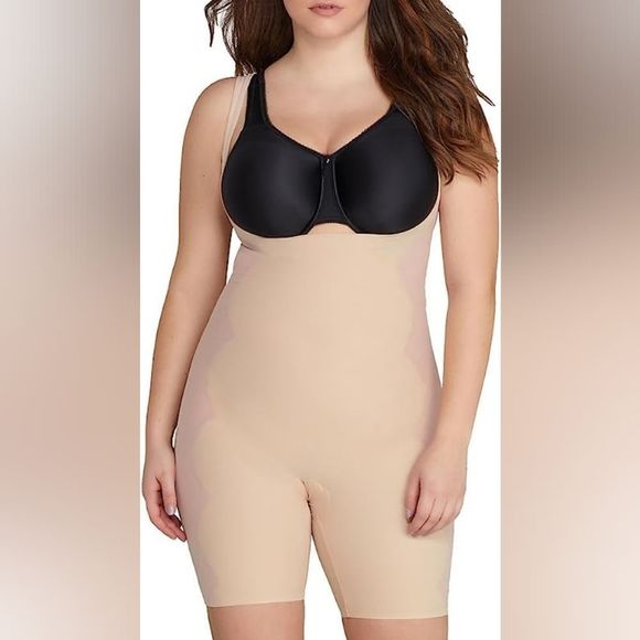 SPANX Red Hot by Spanx Luxe & Lean Open Bust Mid-Thigh Body‎ Shaper 10116R 1X - Picture 2 of 6